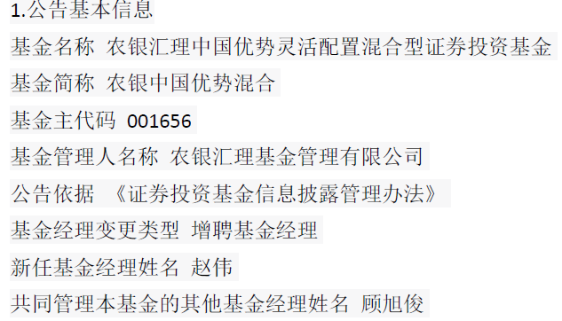 农银汇理三基金增聘基金经理 均与顾旭俊共同管理