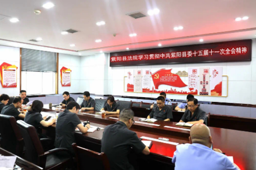 紫阳法院：迅速传达学习县委十五届十一次全会精神